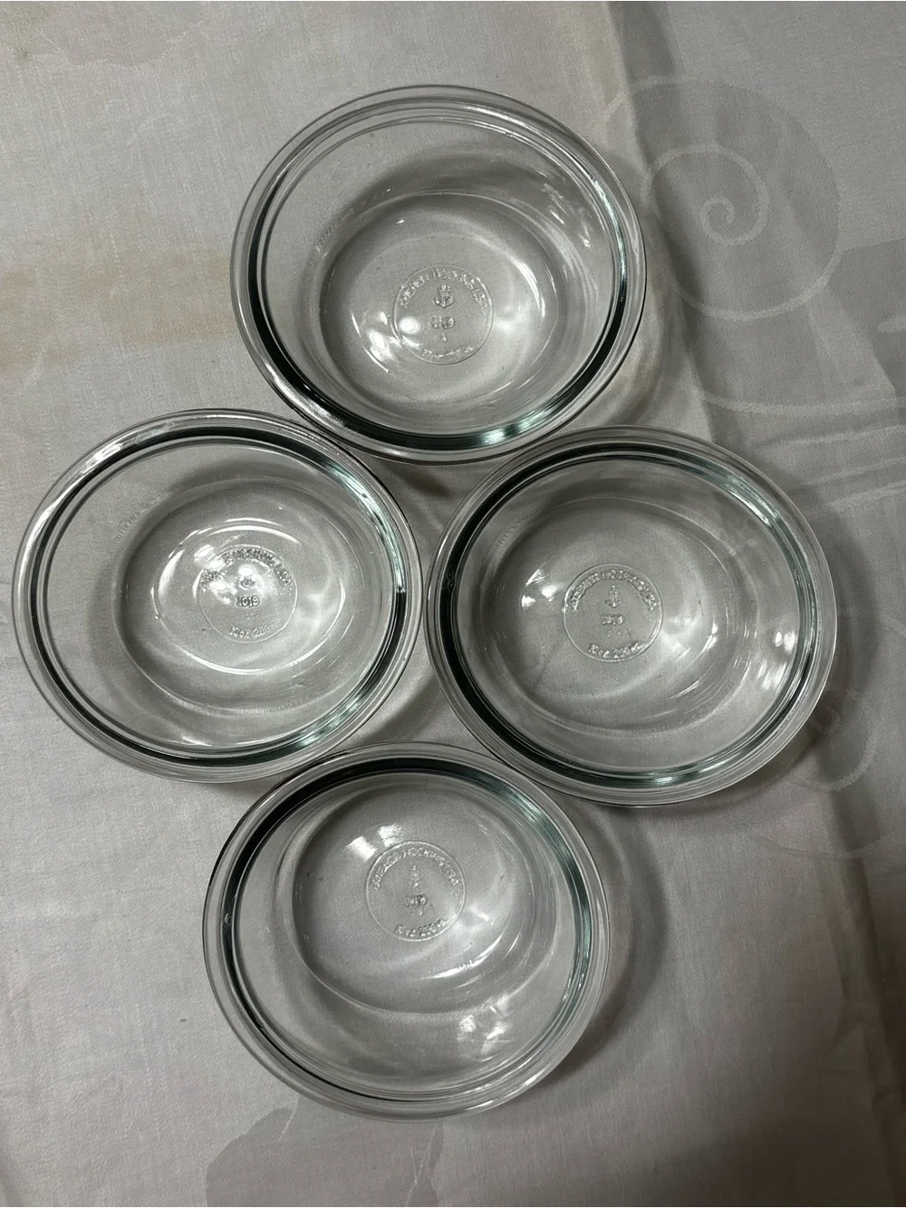 Lot Of 4 Vintage Anchor Hocking 1019 Clear Glass Oval 10oz Ramekins Custard Cups